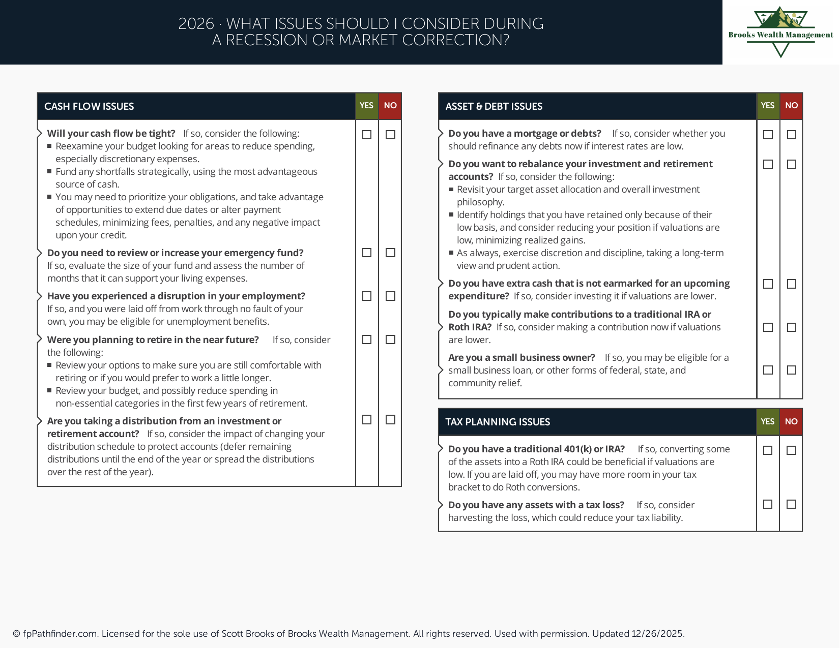 What Issues Should I Consider During a Recession or Market Correction?