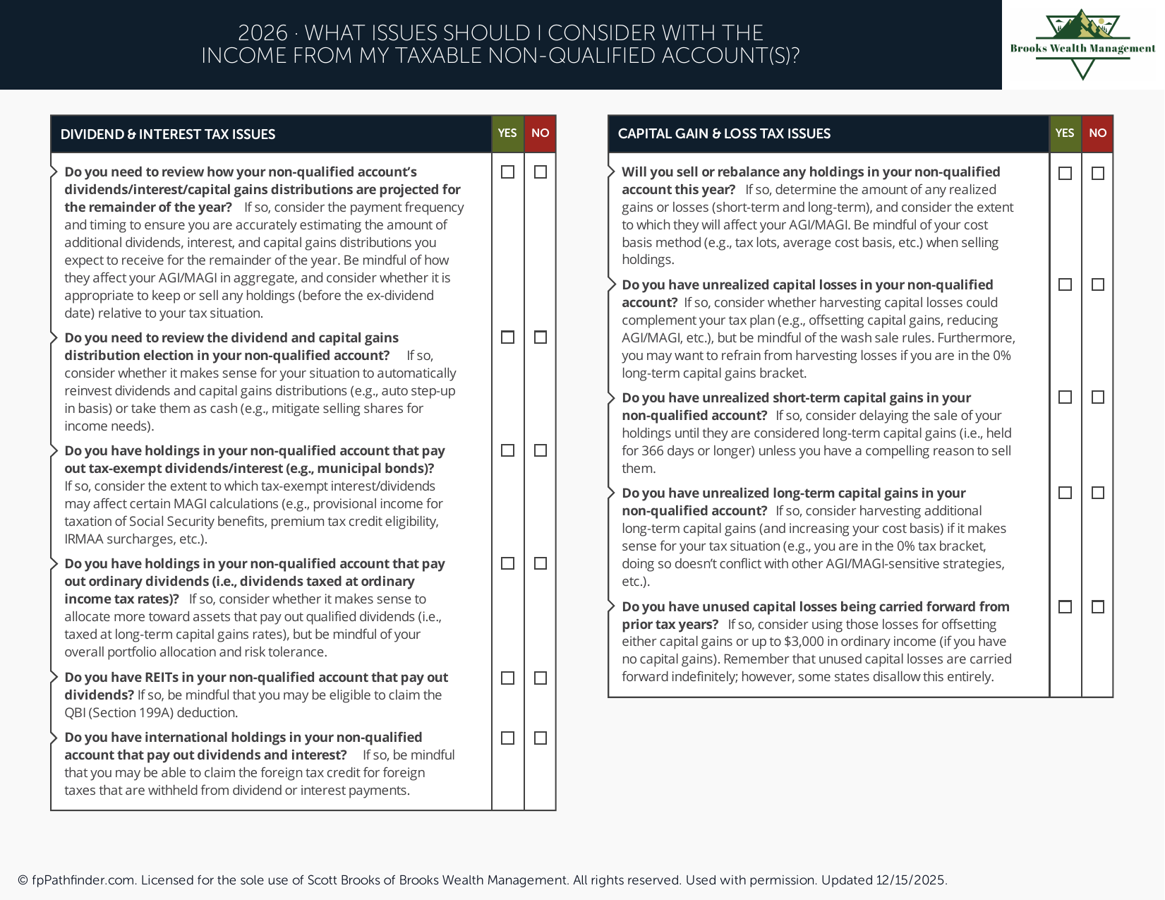 What Issues Should I Consider with the Income from My Taxable (Non-Qualified) Accounts?